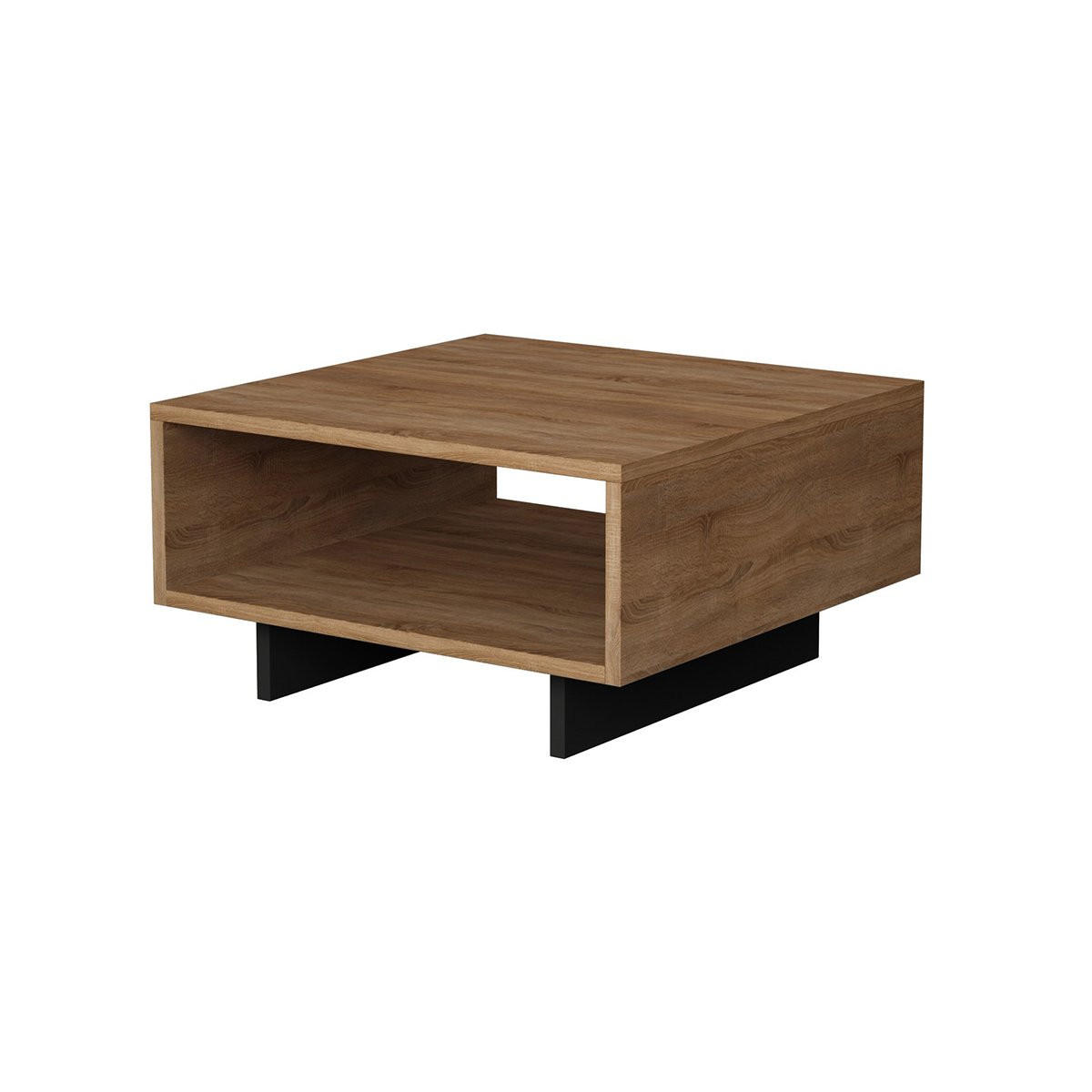 COUCHTISCH mit 1 Regal L60 cm - Hola - Eichefarben, Holzwerkstoff (60/60/32cm) - Calicosy