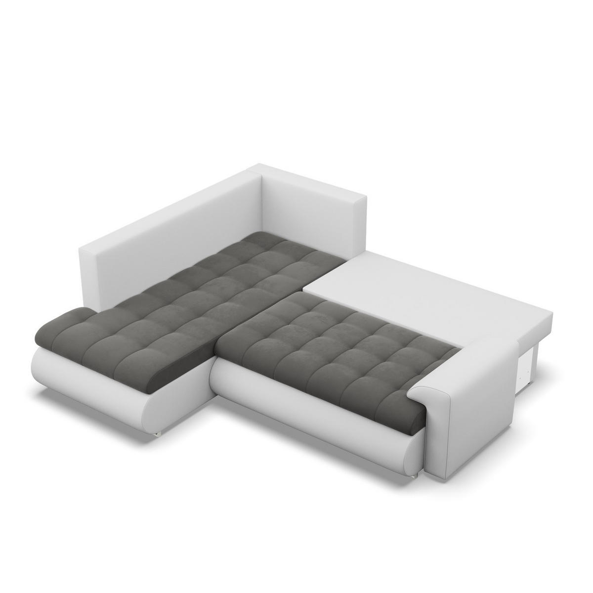 ECKSOFA LINKS MIT SCHLAFFUNKTION FORESTA, Dunkelgrau + Grau - Dunkelgrau/Hellgrau, Textil (230/200cm) - Mebligo