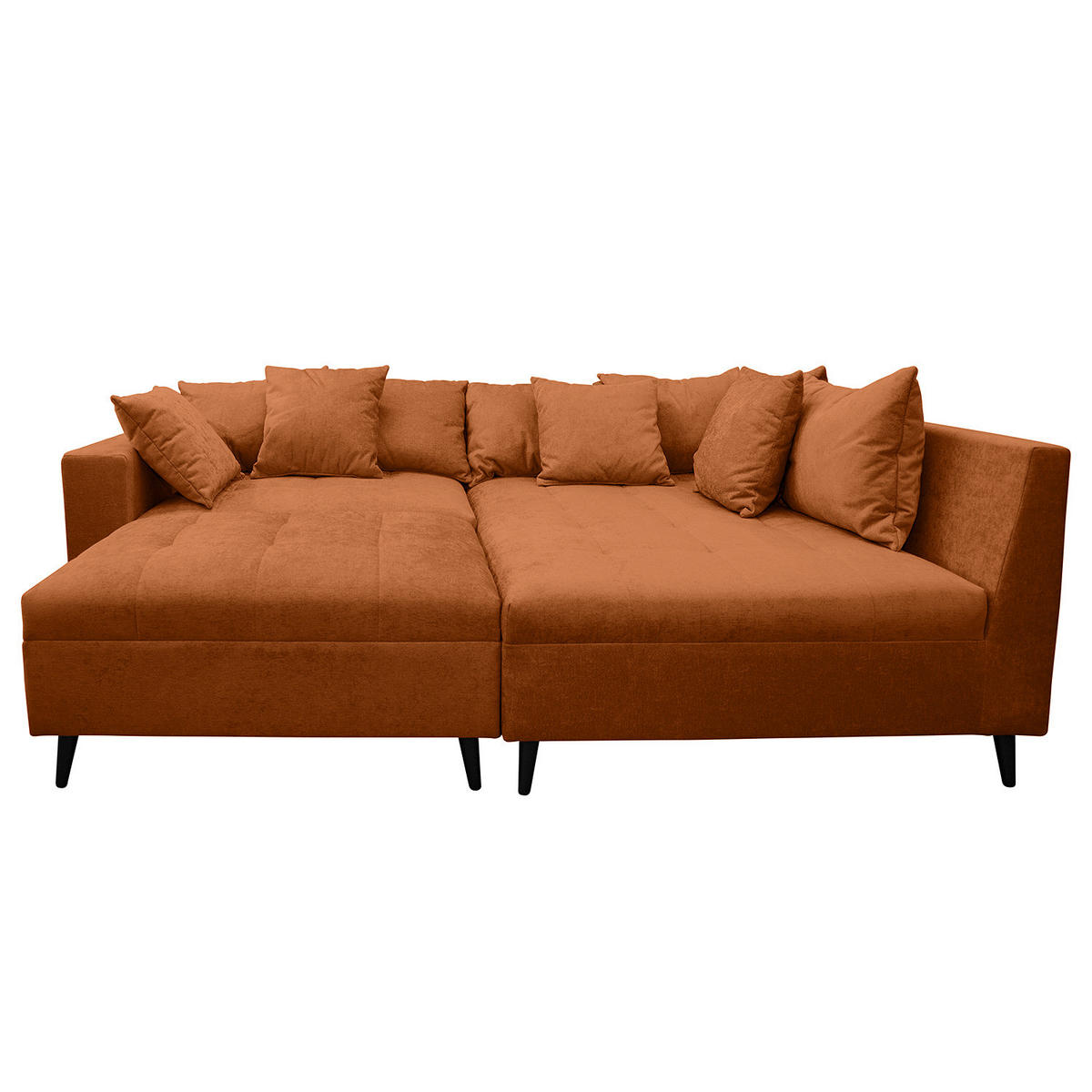ECKSOFA mit Ottomane und Hocker - Rostfarben/Schwarz, Birkenholz/Textil (247/174cm) - home24