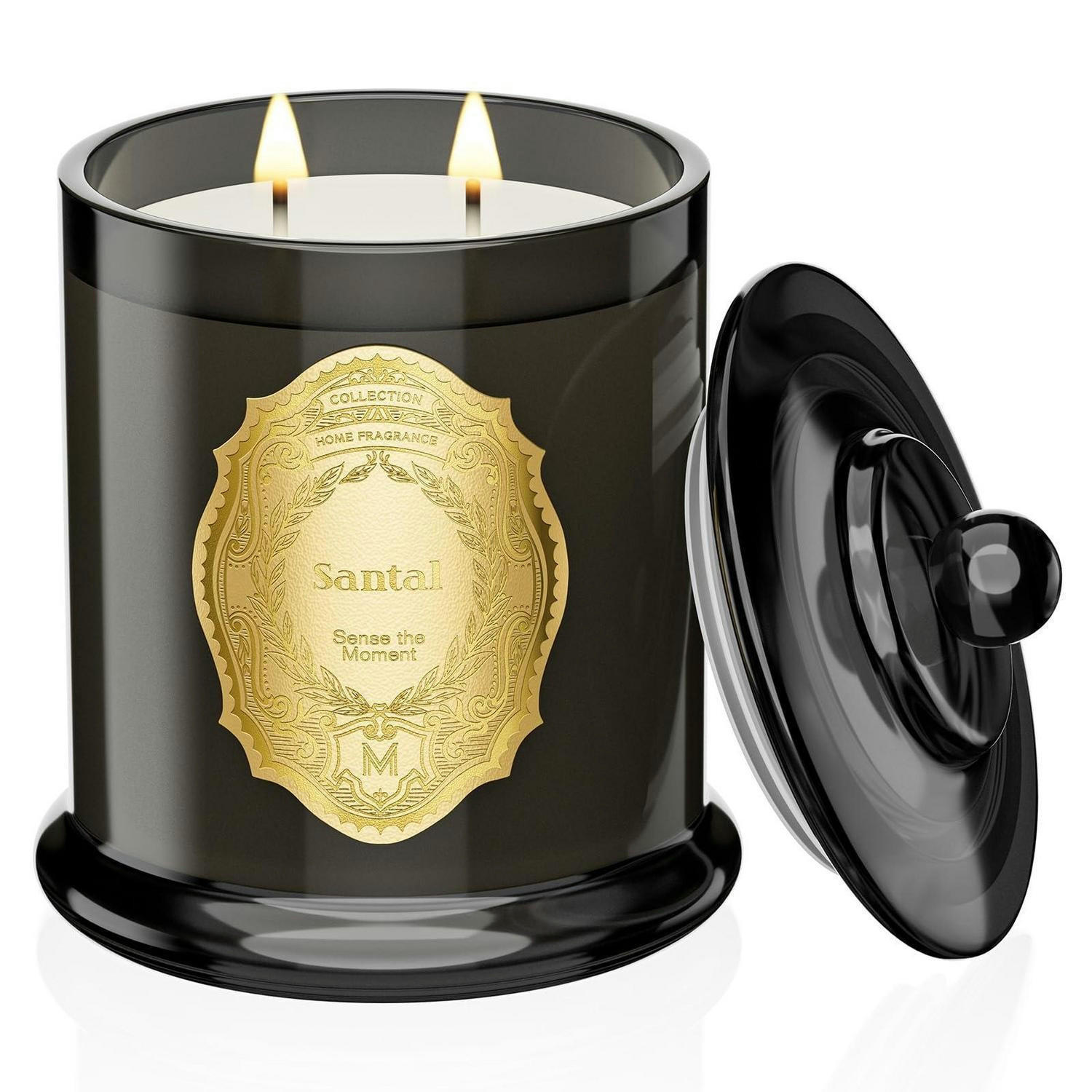 DUFTKERZE Santal 360g 70 Stunden Brenndauer - Schwarz, Paraffin (14cm)