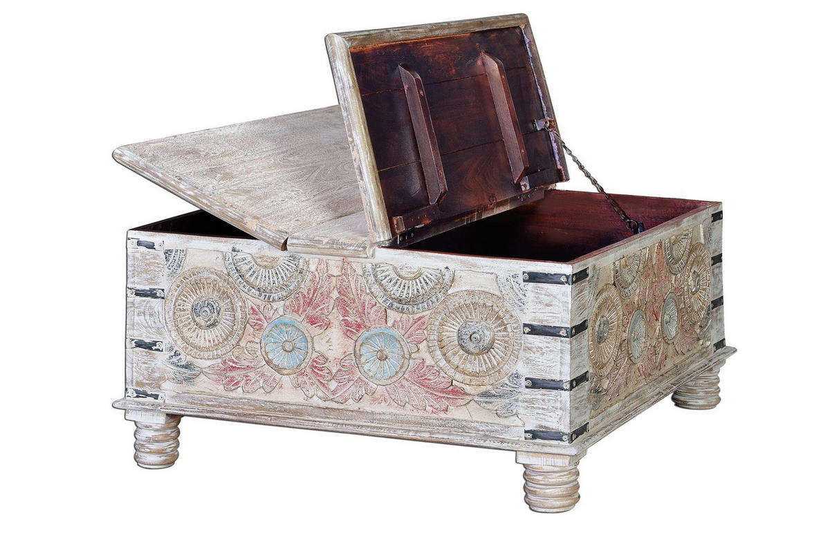 COUCHTISCH aus Mangoholz - Chromfarben, Holz (90/90/45cm) - Giner y Colomer