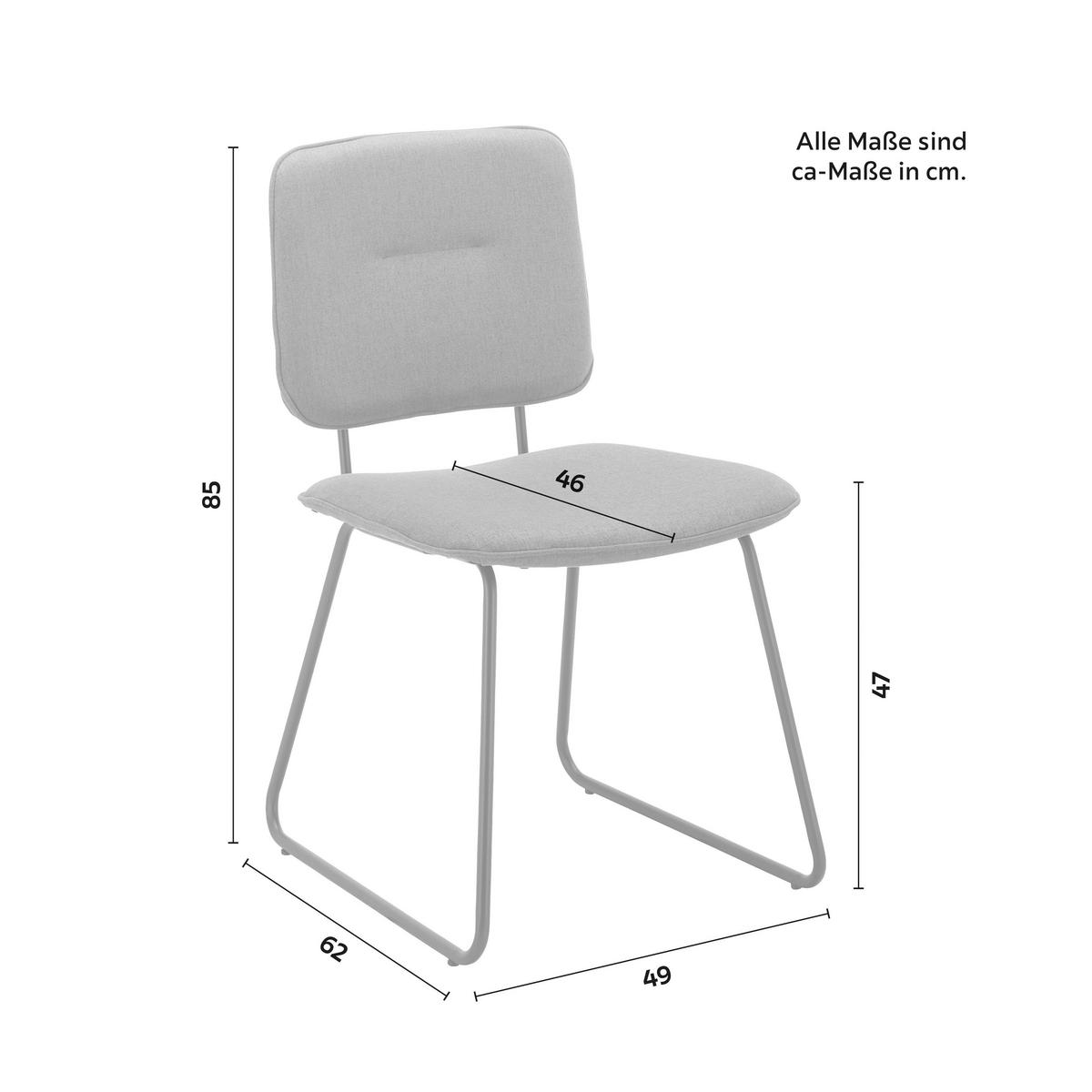 STUHL Ava Grau/Rot Webstoff Gepolstert - Grau, Holz (49/85/62cm) - Bessagi Home