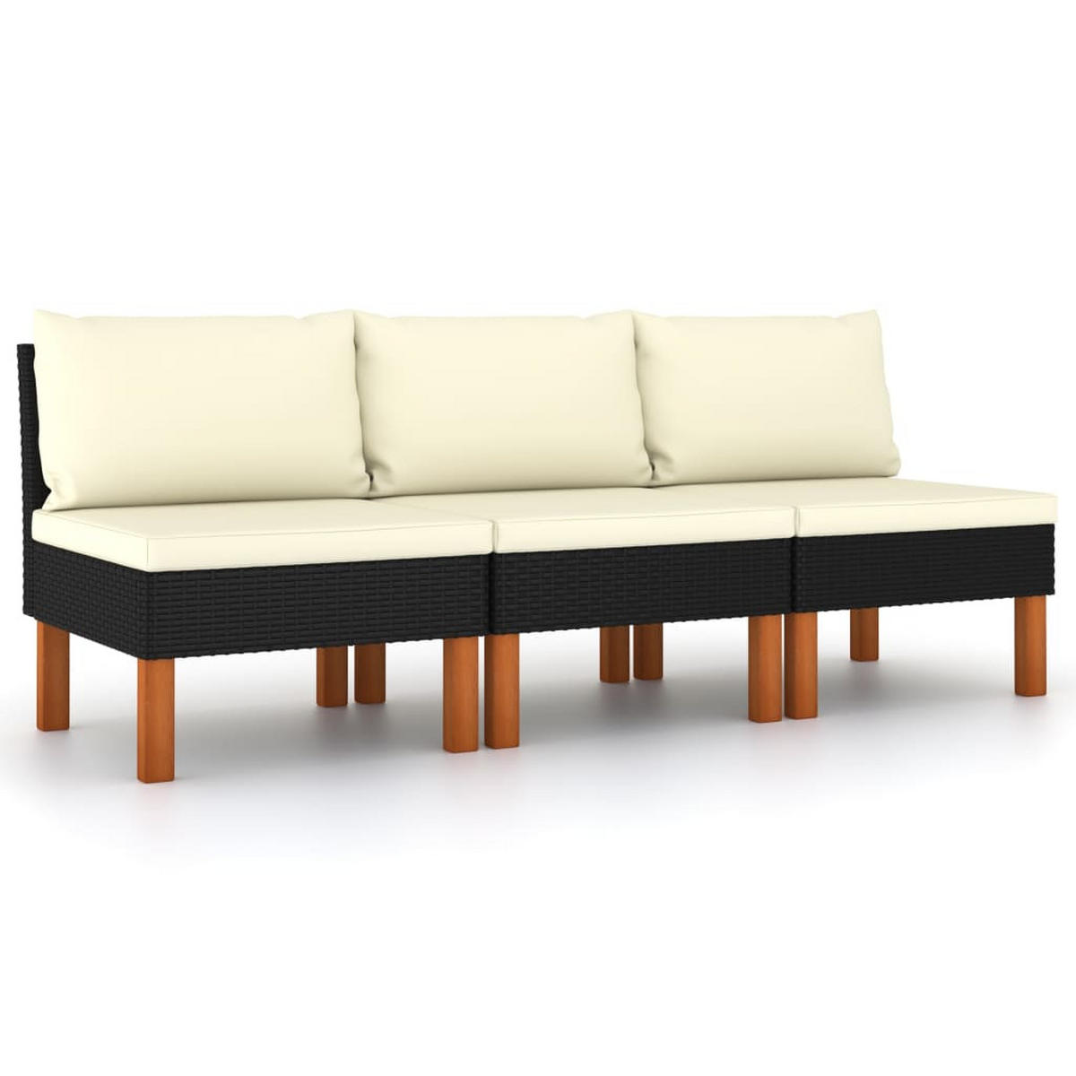 GARTENSOFA JEXAE 67/60.5/64.5 cm （3-SITZER） - Schwarz, Holz (67/60.5/64.5cm) - ZMH