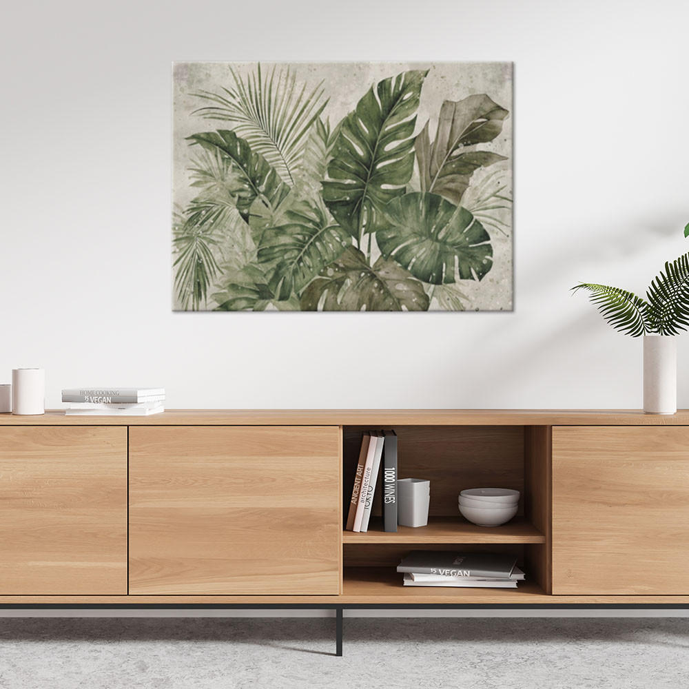 WANDBILD tropische monstera blätter - Grün, Textil (60/40cm) - Feeby