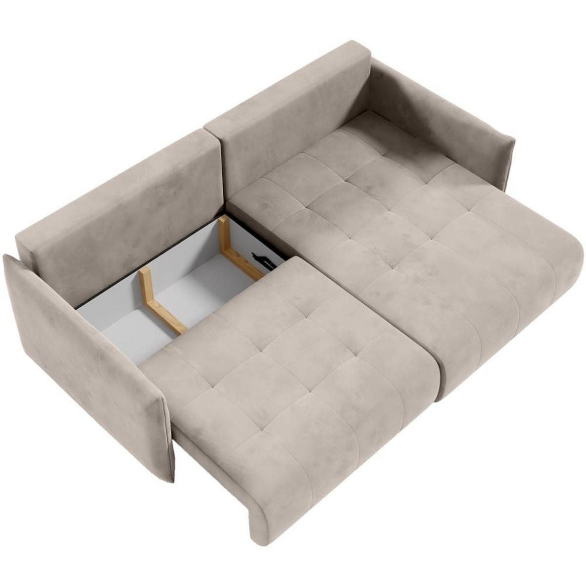 ECKSCHLAFSOFA Henry Mini beige rechts - Beige/Schwarz, Kunststoff/Textil (221/153cm) - Beautysofa