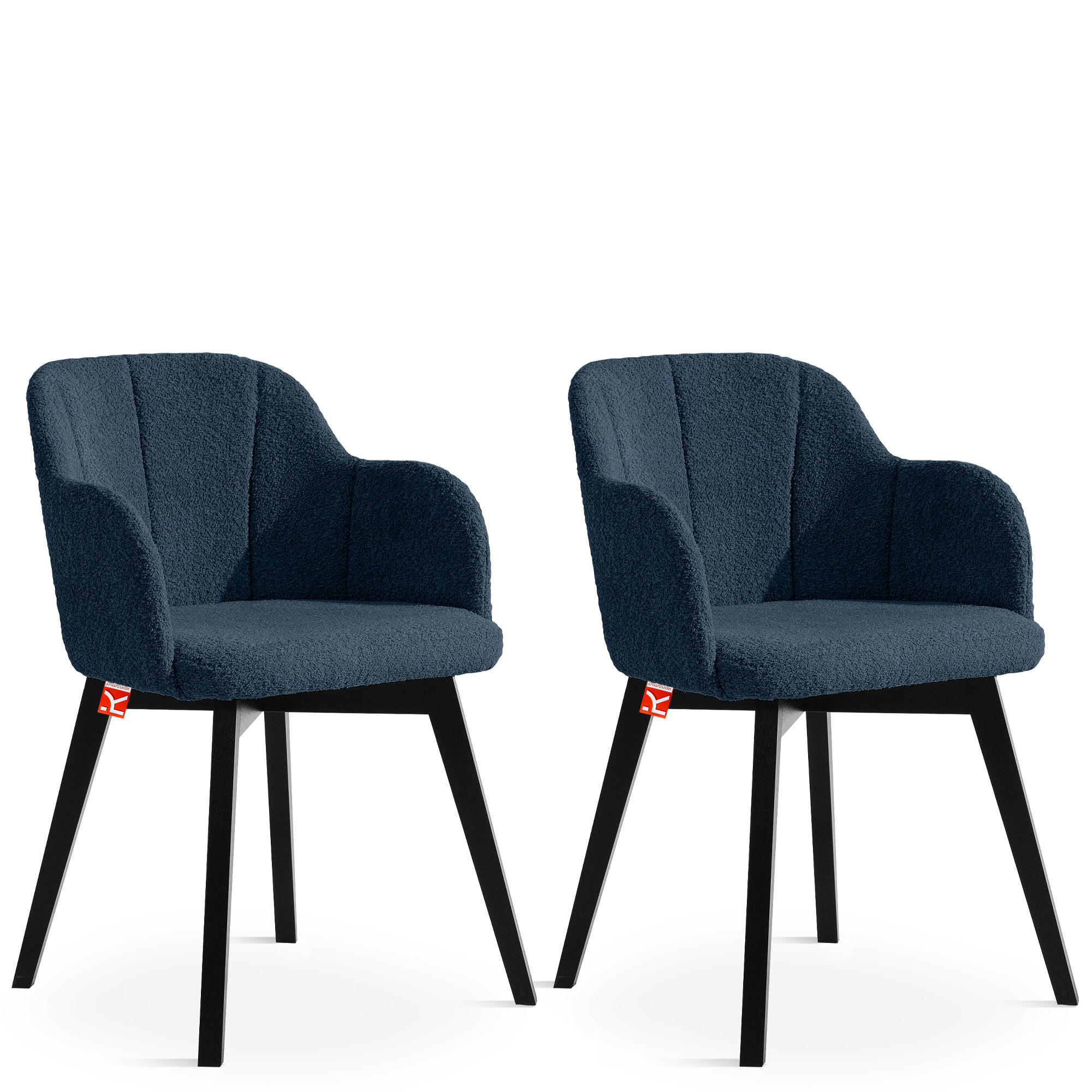 POLSTERSTUHL LONIS Esszimmerstühle 2er Set - Schwarz/Dunkelblau, Holz/Textil (55/82/54cm) - KONSIMO®