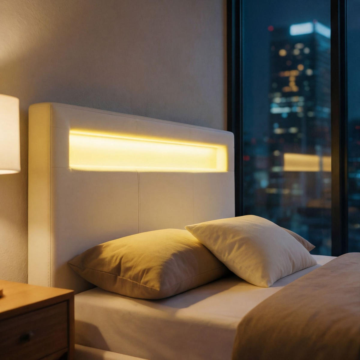 POLSTERBETT MIT LED MIRASOL 120x200 cm weiß - Weiß, Textil (120/200cm) - CARO-Möbel