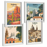 BILDER SET 4er Set - 50x50 cm & 40x60 cm Weißer Rahmen - Retro-Stadtansichten Sedona Sintra - Weiß, Kunststoff (50/50cm) - TULUP
