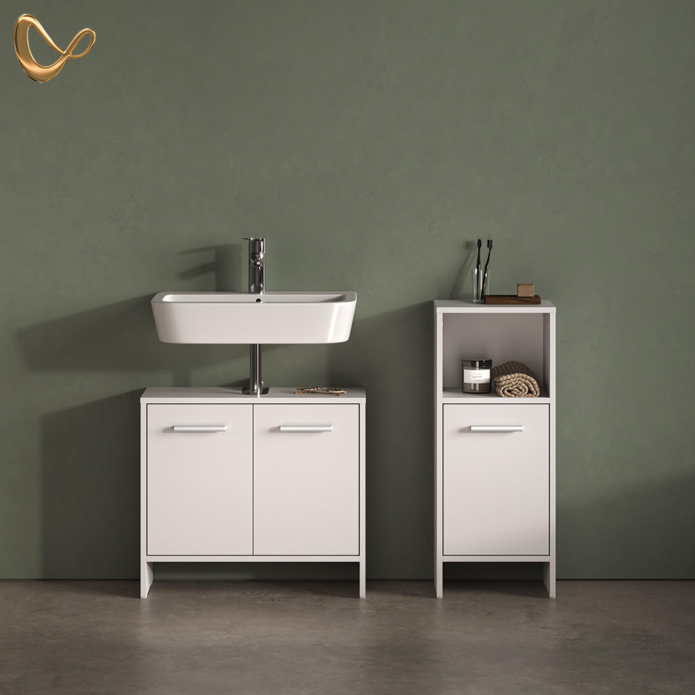 BADEZIMMERMÖBEL-SET Amalfi Weiß 2 Teile - Weiß, Holzwerkstoff (63.8/57/26.3cm) - Livinity®