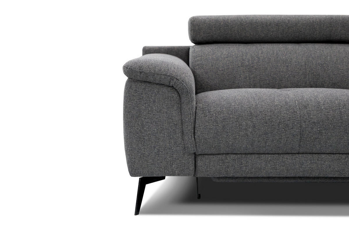 RELAXSOFA FIERO 3-Sitzer mit 2 Relaxfunktionen, dunkelgrau - Dunkelgrau/Schwarz, Holzwerkstoff/Textil (212/82/103cm) - Courtois Laville