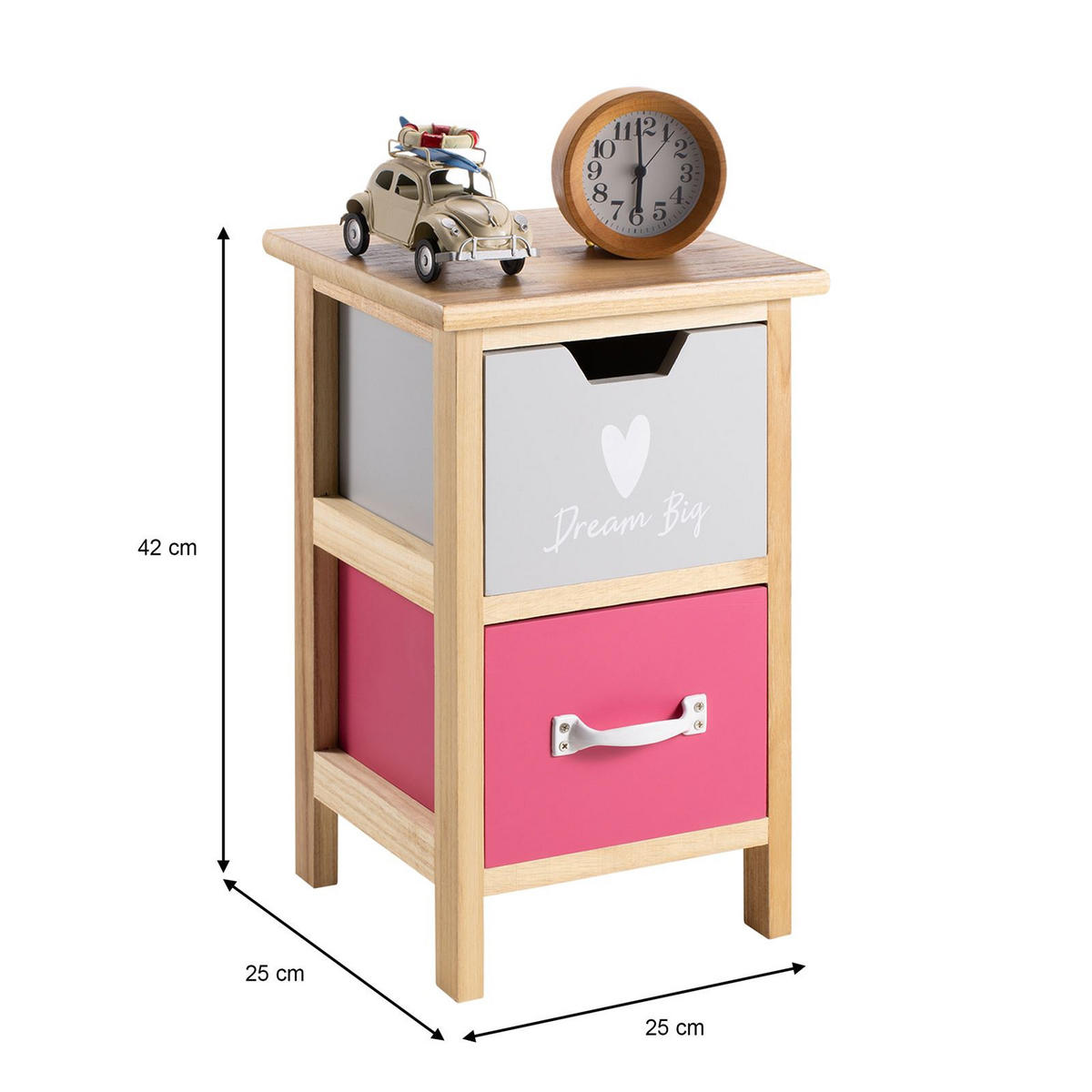 KOMMODE ESTA - Naturfarben/Rosa, Holzwerkstoff (25/42/25cm) - CARO-Möbel