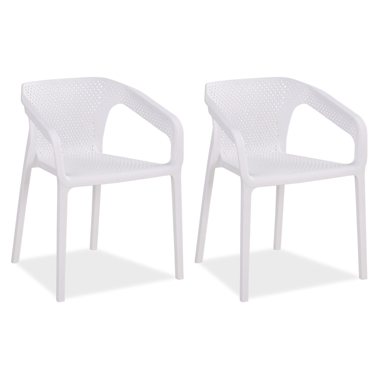 GARTENSTUHL 2er-Set Kunststoff Weiß mit Armlehnen - Weiß, Kunststoff (110/75/54cm) - Homestyle4u