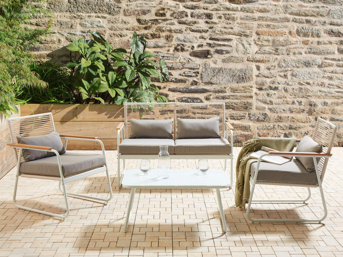 LOUNGE SET 4-Sitzer Metal weiß Pomonte - Weiß/Grau, Metall - Beliani