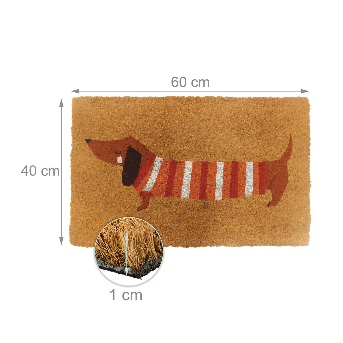 ROHOŽ - svetlohnedá, textil/plast (60/40cm) - Relaxdays