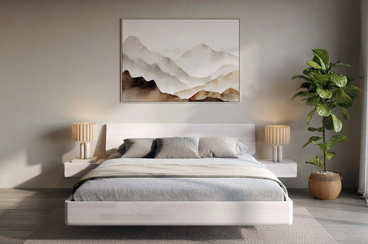 MASSIVHOLZBETT Lena mit 2 Nachttischen, 160/200, Buche - lackiert, Weiß - Weiß, Holz/Buchenholz (160/200cm) - Visby