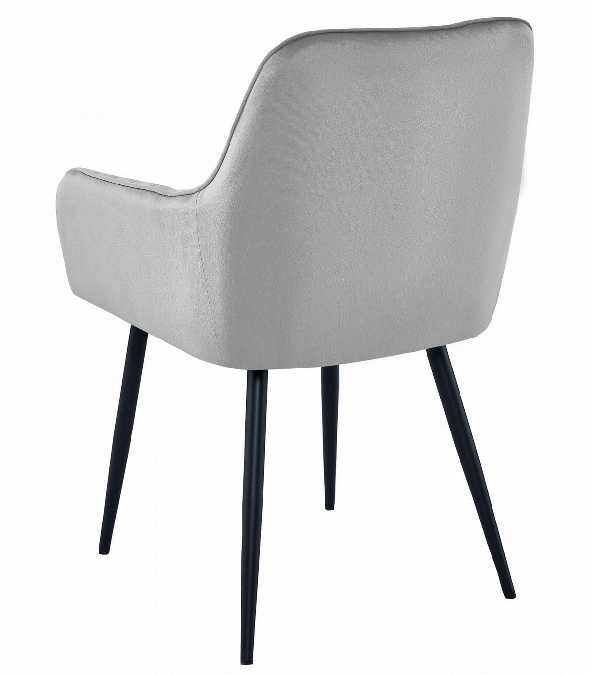 STUHL OSILO 2-er Set, Silbergrau, Schwarz, Schwarze metallische Beine - Hellgrau, Textil/Metall (55/84/46cm) - Komodee