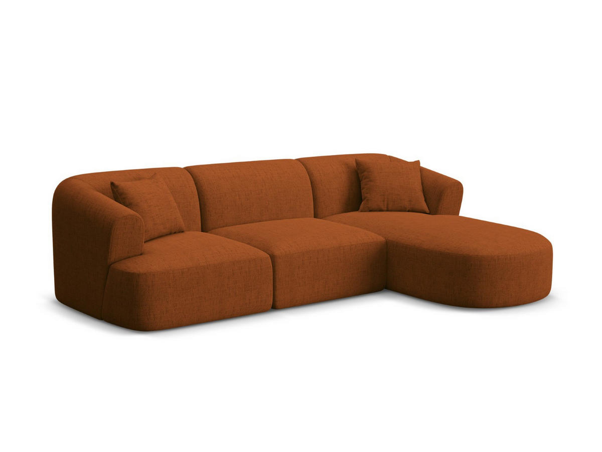 MODULARES-ECKSOFA rechts Campi aus strukturiertem Stoff ziegelrot 4 Sitzplätze - Orange, Textil (156/256cm) - Cosmopolitan Design