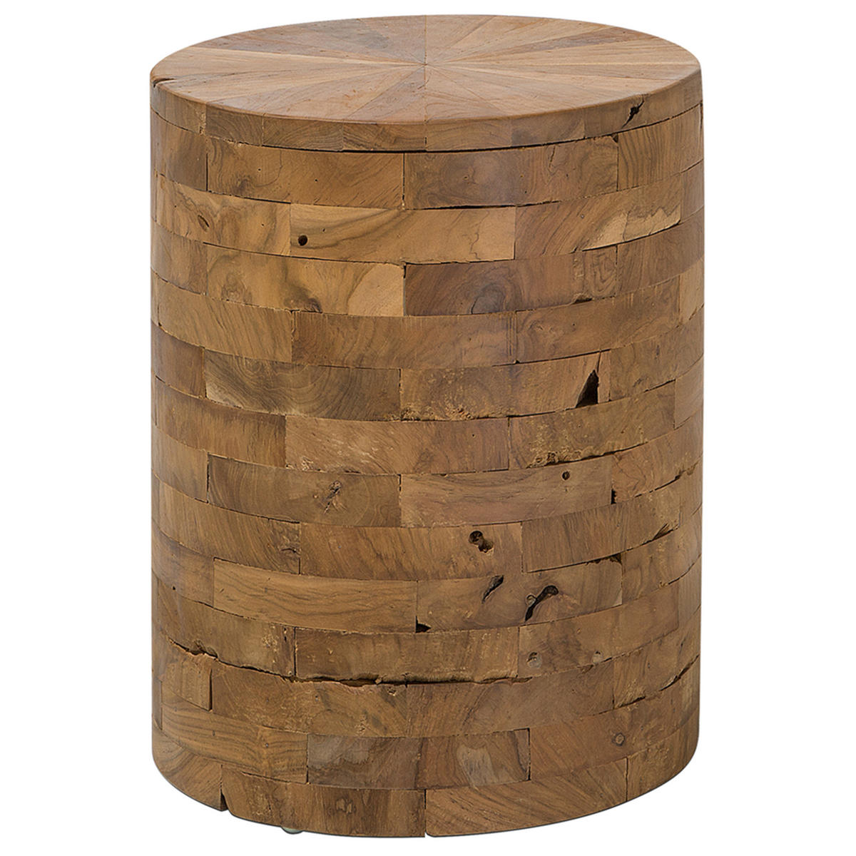 BEISTELLTISCH Teakholz braun 35 cm Brant - Hellbraun/Dunkelbraun, Holz (35/35/45cm) - Beliani