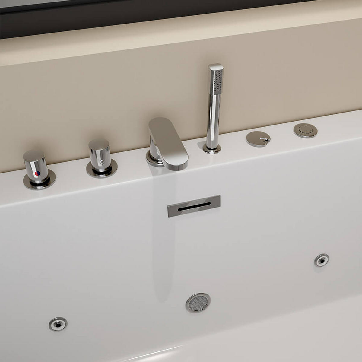 WHIRLPOOLBADEWANNE AMBER - 170 x 58 x 80 cm - Weiß, Kunststoff (58/80/170cm) - Home Deluxe