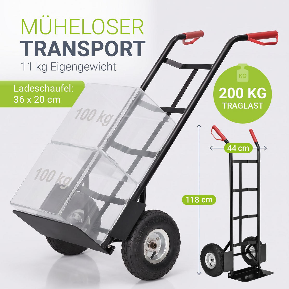 SACKKARRE Basic schwarz klappbar - Schwarz, Metall (35.5/44/118cm) - Juskys