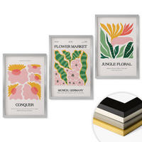WANDBILDER 3er Set - 40x60 cm Silberner Rahmen - Blumen und Blätter – moderne Poster - Silberfarben, Kunststoff (40/60cm) - ArtPrintCave