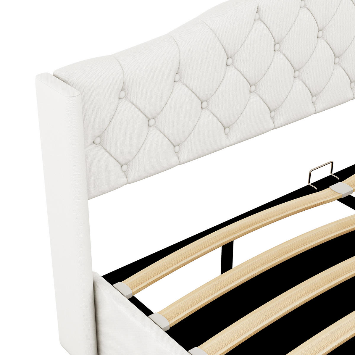 FLACHBETT 180x200cm Beige multifunktional Hydraulik Stauraum - Beige, Holz (180/200cm) - FLIEKS