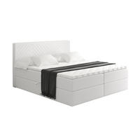 BOXBETT mit Matratze H4 und Lattenrost - VEXA - 160x200 - Weiß Kunstleder - Weiß, Holzwerkstoff/Kunststoff (160/200cm) - ALTDECOR