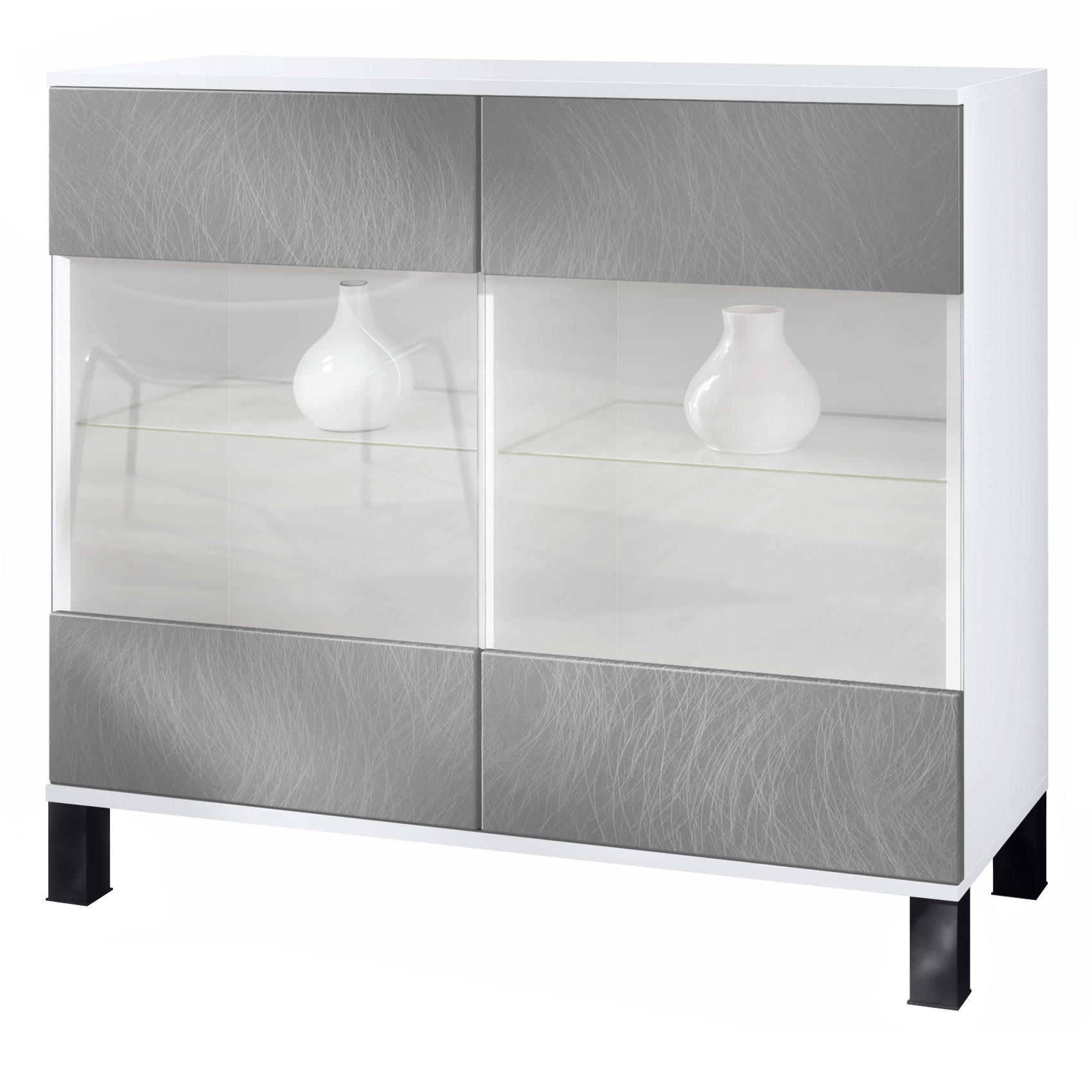 KOMMODE Bari Scratchy Metal - Silberfarben, Holzwerkstoff (92.5/84.5/35cm) - Vladon