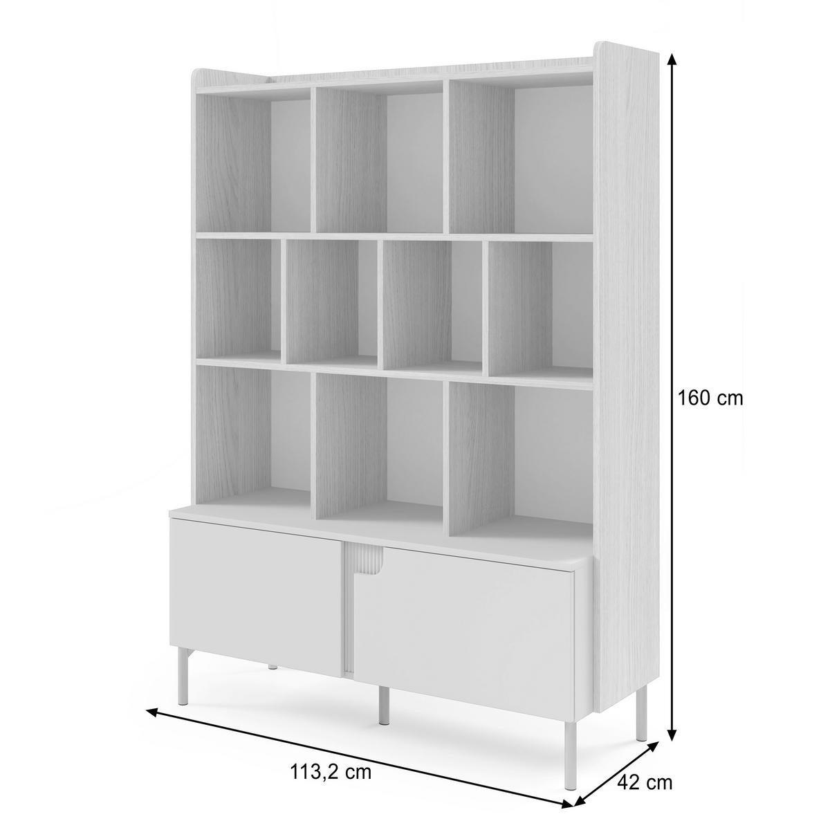 BÜCHERREGAL Positivo mit 1 Tür und 1 Schublade, 110 cm, Alba-Nuss + Kaschmir - Nussbaumfarben, Holzwerkstoff (113/195/42cm) - Beautysofa