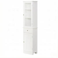 HOCHSCHRANK Weiß mit Türen, Schublade und verstellbaren Einlegeböden 40/27/171,5 cm - Weiß, Holzwerkstoff (40/171.5/27cm) - PANGIVO