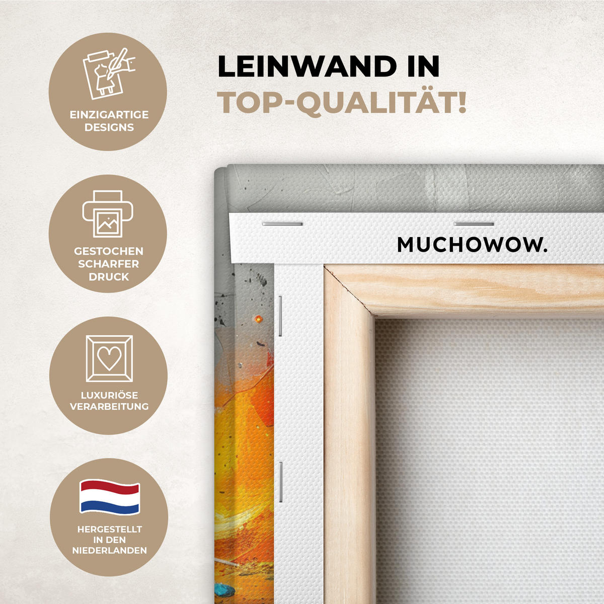 LEINWANDBILD Moderne Kunst - Orange - Grau - Abstrakt 20x30 cm - Hellgrau, Textil (20/30cm) - MuchoWow