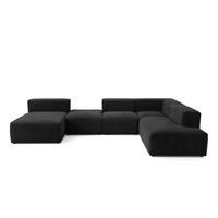 5-SITZER modulares Wohnlandschaft U XXL HEAVEN SET 6 Rechts, Breite 375 cm Webstoff Schwarz - Schwarz, Holz/Kunststoff (245/73/375cm) - Muffo
