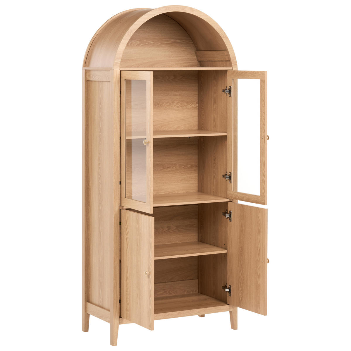 VITRINE mit Glastüren 78 cm Hellbraun Montreal - Hellbraun/Braun, Holzwerkstoff (78/180/39cm) - Beliani