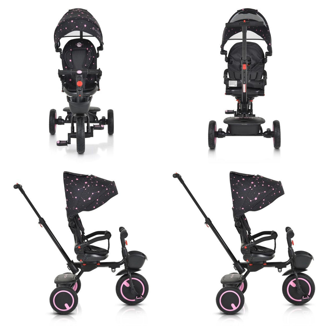 DREIRAD Orion faltbar rosa PU-Reifen, drehbarer Sitz, Schiebestange - Rosa, Metall (72/52/103cm)