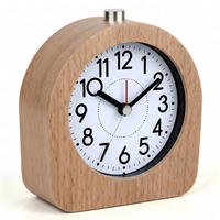 WECKER Hellbraun Buchenholz mit Licht - Hellbraun, Glas/Holz (10/10/4.5cm) - Relaxdays