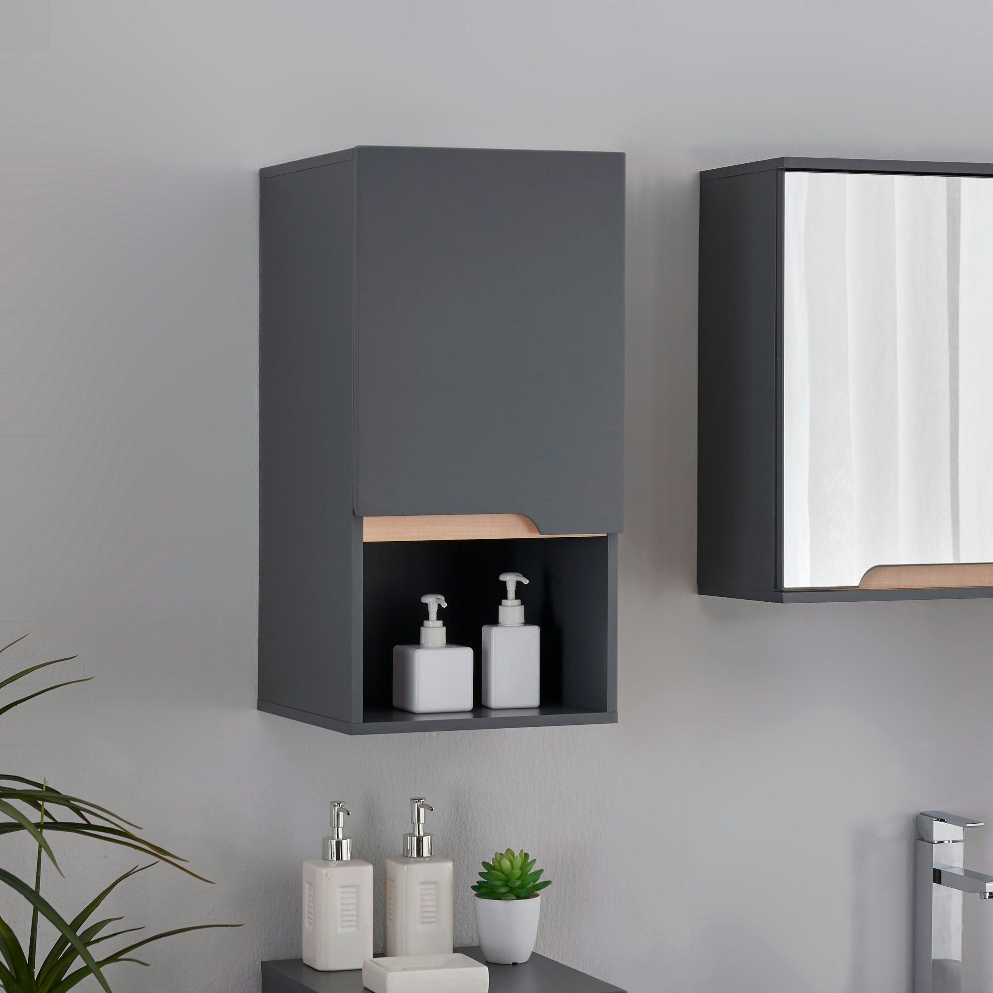 HÄNGESCHRANK Bergkamen - Grau, Holzwerkstoff (30/60/30cm) - [en.casa]