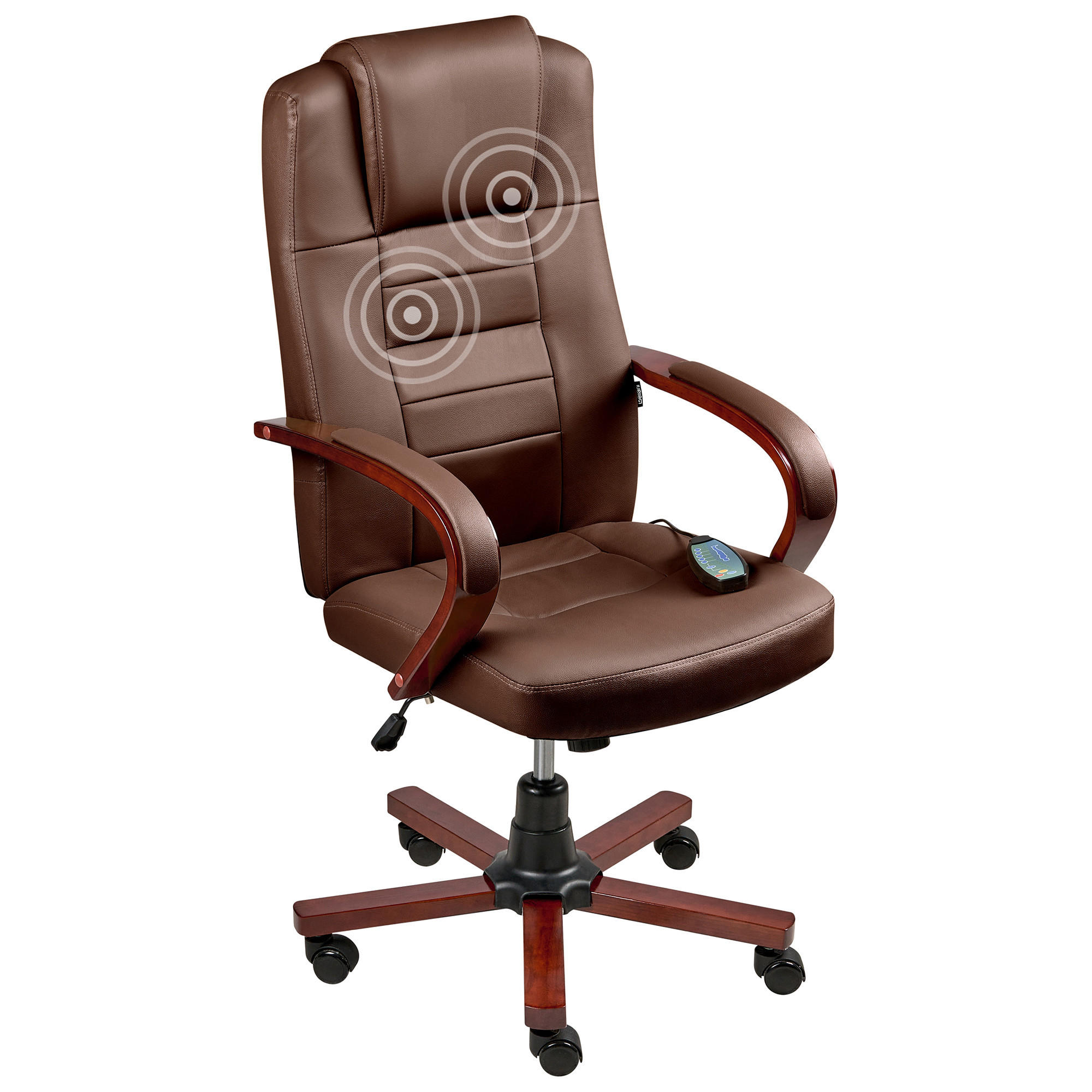 MASSAGESTUHL Dunkelbraun Diamond - Dunkelbraun/Schwarz, Leder (66/118/66cm) - Beliani