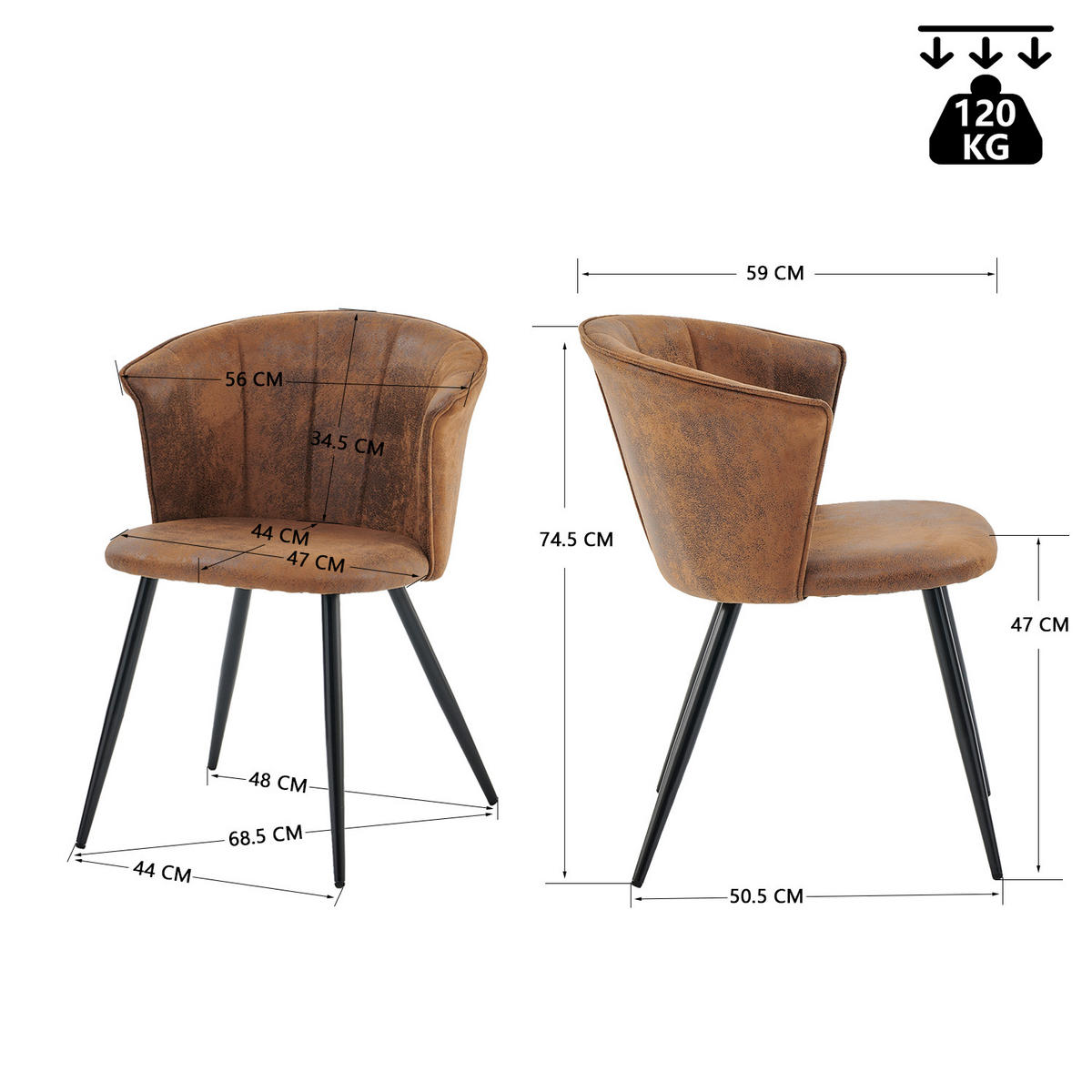 BARHOCKER 4er-Set, Polsterung in Wildlederoptik, Sitzhöhe 47 cm, Braun - Braun, Textil (44/74.5/51cm) - Meubles Cosy