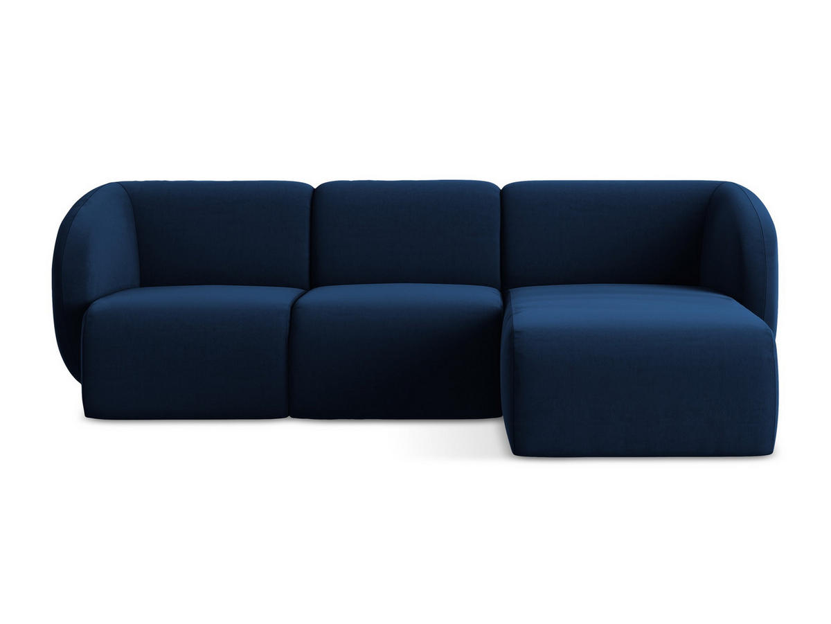 ECKSOFA Rechts Samt Stoff Blau - Türkis/Schwarz, Holzwerkstoff/Kunststoff (248/166cm) - Makamii