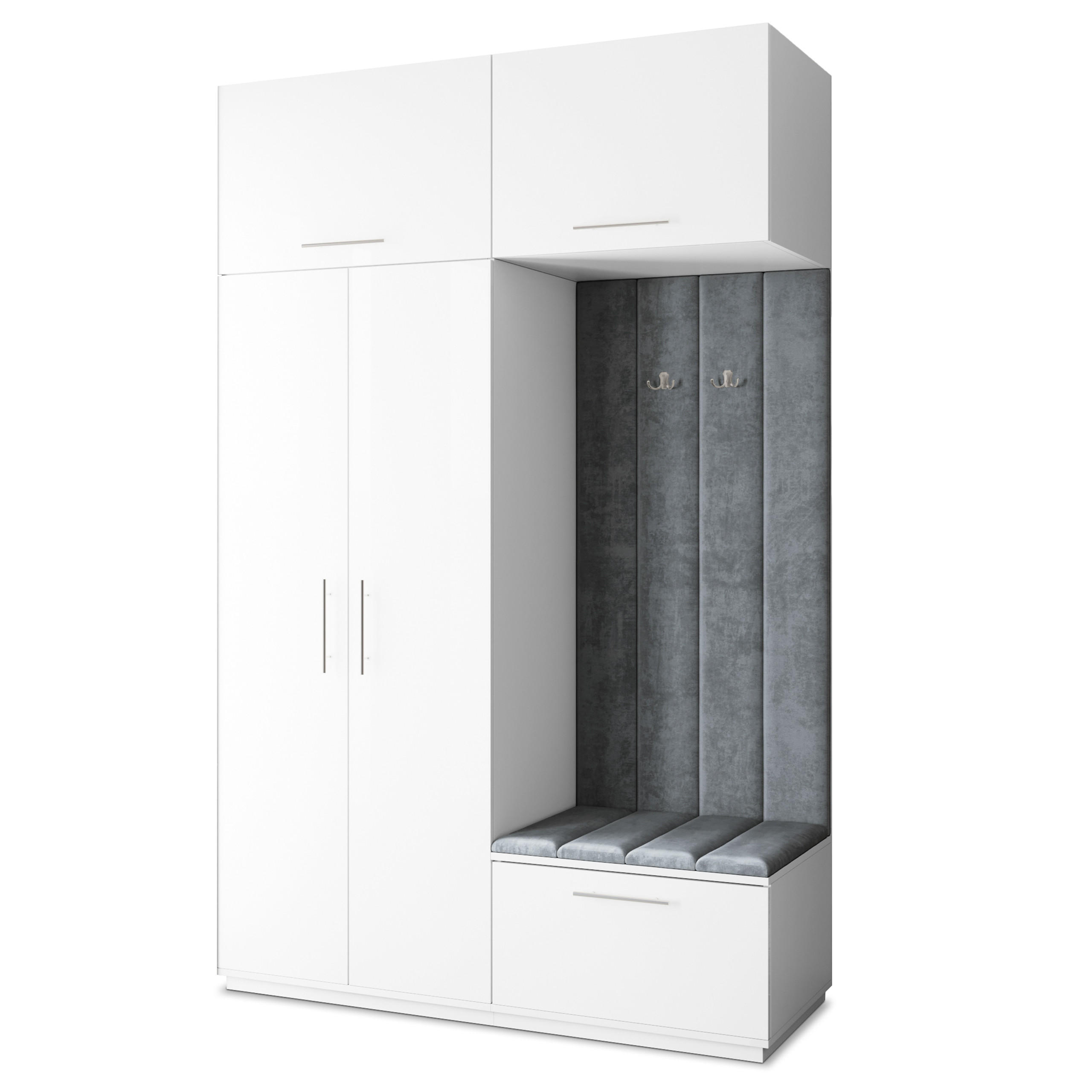 Masseno Garderobenschrank Weiß, Grau 150x240x60 cm