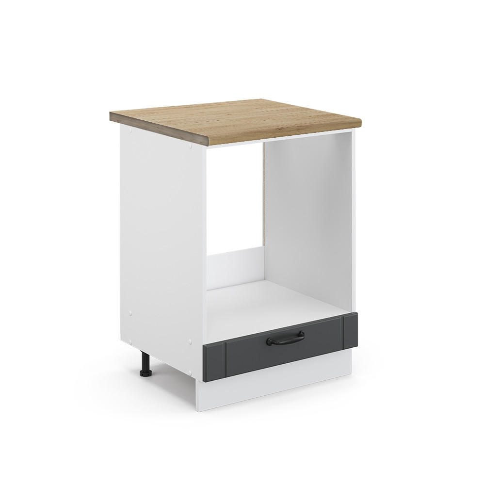 HERDUMBAUSCHRANK Fame-Line Anthrazit Landhaus 60 cm, AP Eiche - Dunkelgrau/Anthrazit, Holzwerkstoff (60/82/60cm) - Vicco