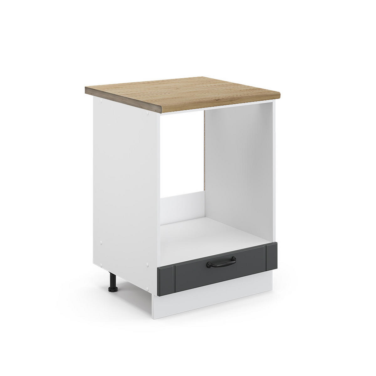 HERDUMBAUSCHRANK Fame-Line Anthrazit Landhaus 60 cm, AP Eiche - Dunkelgrau/Anthrazit, Holzwerkstoff (60/82/60cm) - Vicco