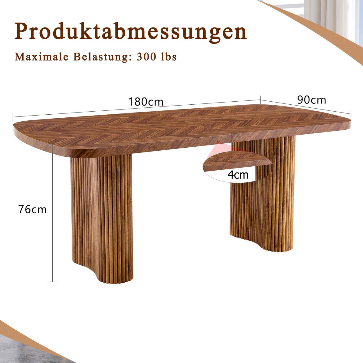 ESSTISCH 116/65/75cmHolztisch,rechteckiger Küchentisch,Braun - Braun, Holz (90/180/76cm) - LVHOM
