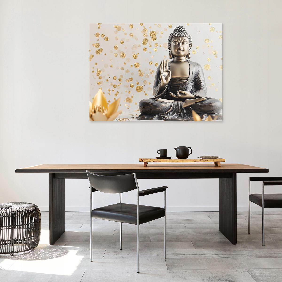 LEINWANDBILD Buddha Abstrakt Modern 100x70 - Multicolor, Holzwerkstoff (100/70cm) - Wallarena