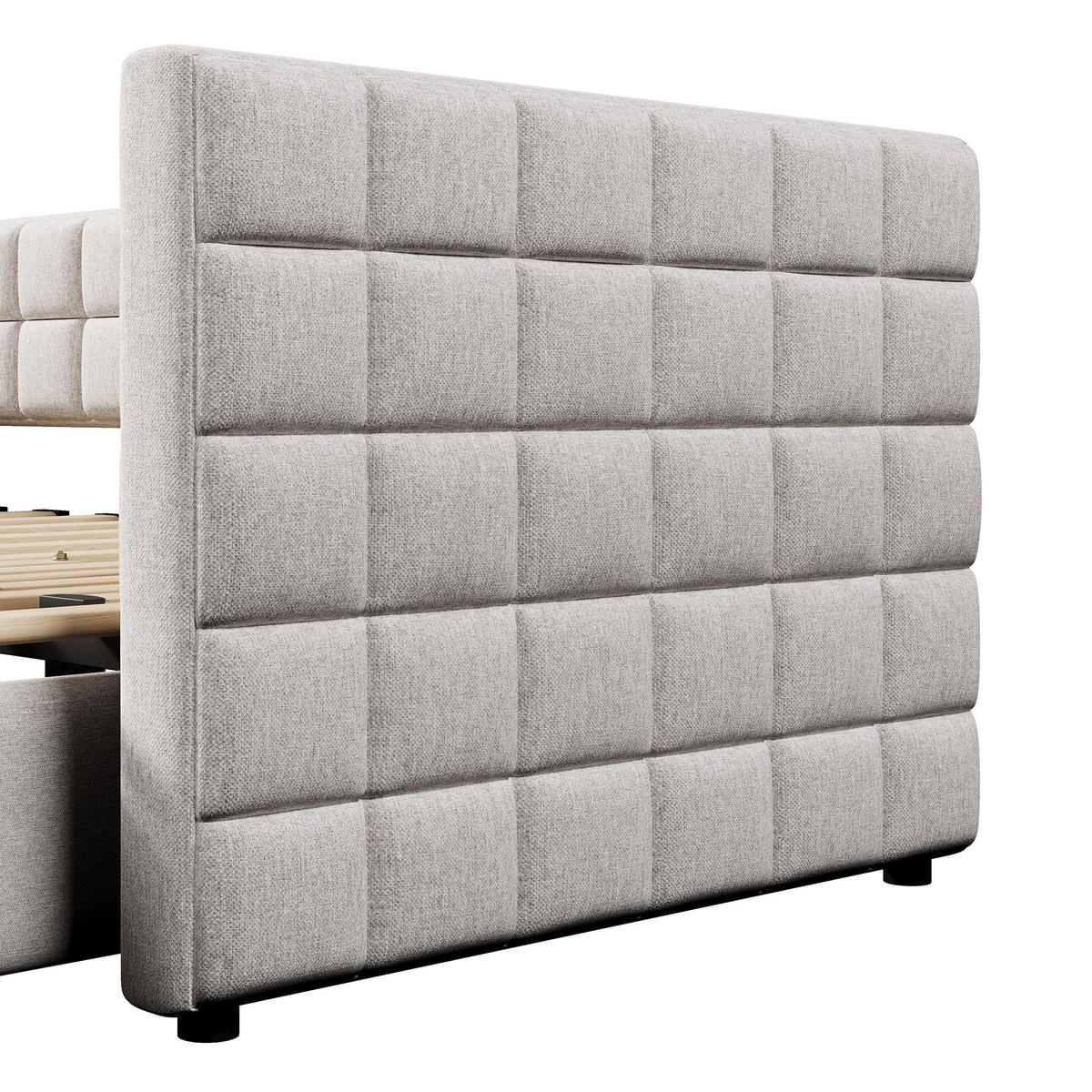 TAGESBETT 90/200 cm DE-04655, mit Ausziehbett und 2 Schubladen in Beige - Beige, Holzwerkstoff (90/200cm) - ComfortXL