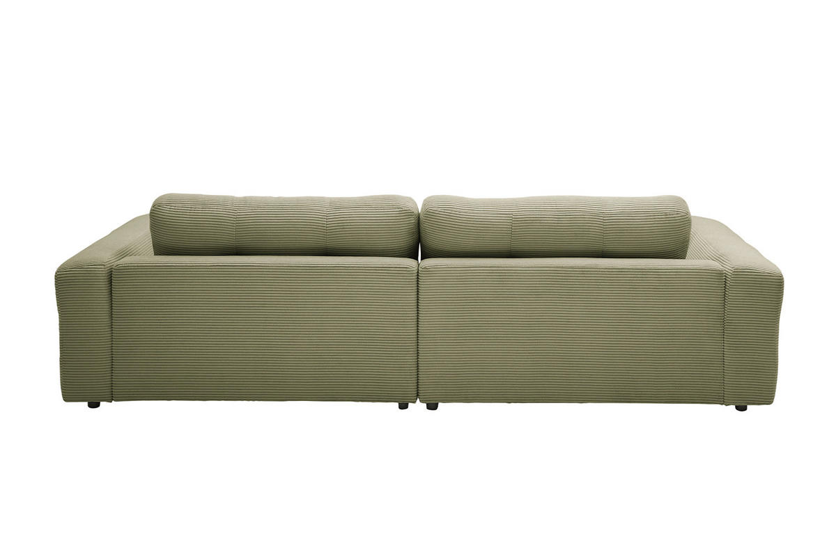 ECKSOFA MIKA Grün Cord - Schwarz/Olivgrün, Kunststoff/Textil (276/167cm) - KAWOLA