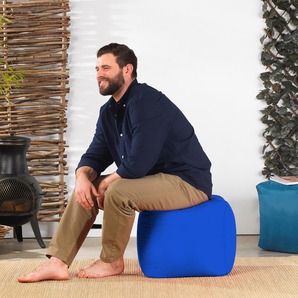 SITZPOUF Outdoor Würfel - Blau, Kunststoff (38/38/38cm) - Veeva