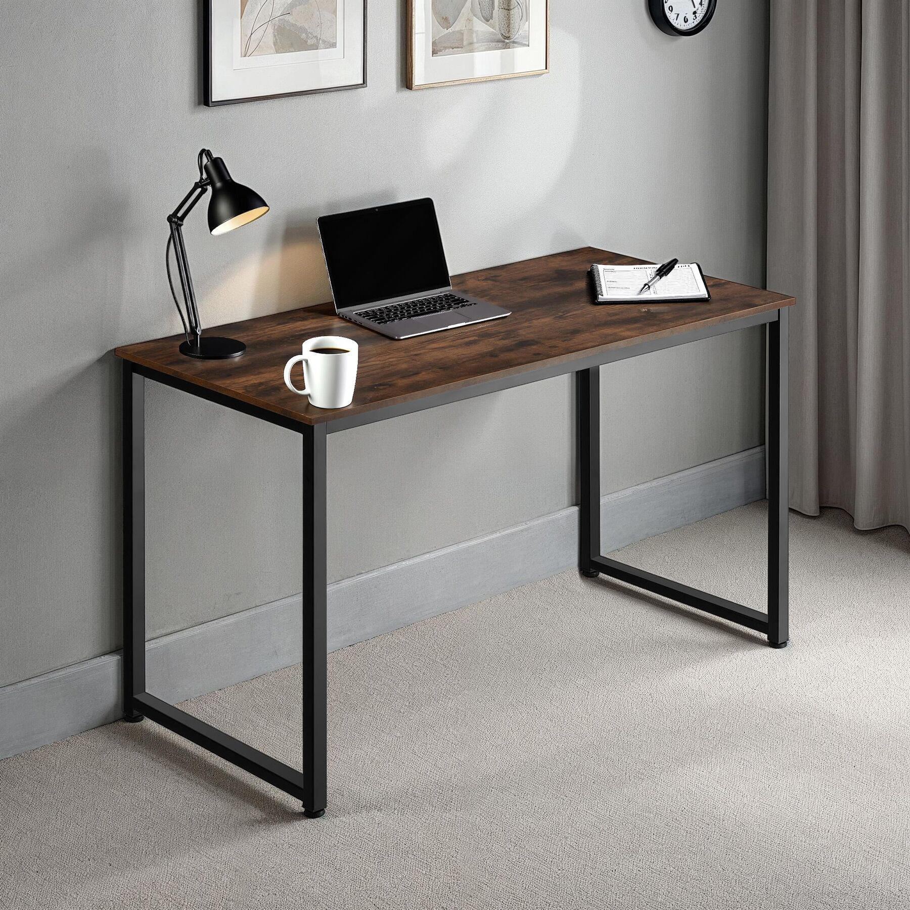 Thumbnail - tectake Schreibtisch, Rost, Holzwerkstoff, Rechteckig, 140x76.5x59 cm, Arbeitszimmer, Schreibtische, Bürotische