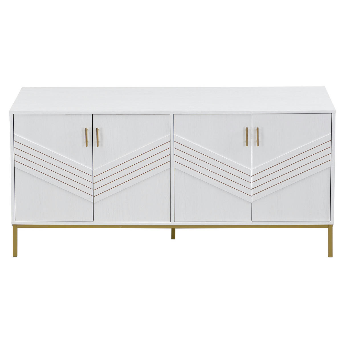 SIDEBOARD aus MDF in Weiß/Holzoptik mit 4 Türen und höhenverstellbaren Böden, 160/40/80,5 cm, Weiß/Holzoptik - Weiß, Holzwerkstoff (40/80.5/160cm) - Redom