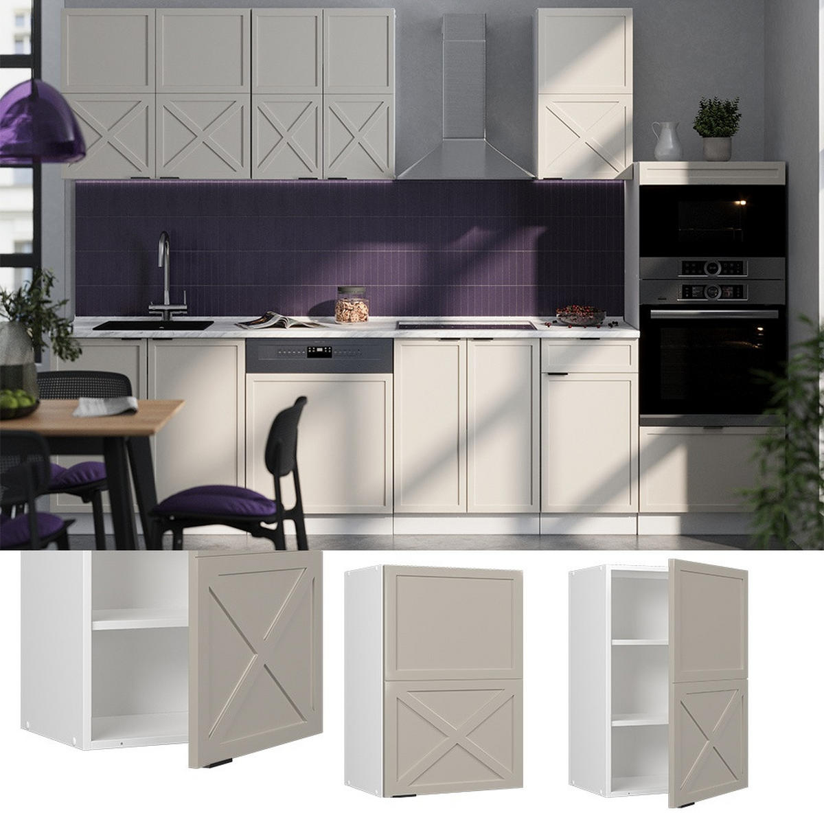 VÄGGSKÅP Fame-Line Gråbeige 50 cm - Vit/Grå, Träbaserade material (50/72/34.1cm) - Vicco